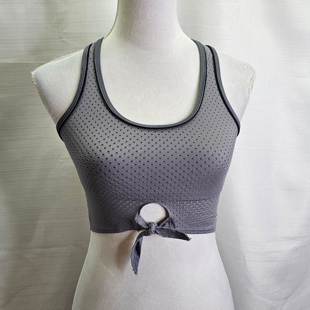 PINK Victoria's Secret Gray Mesh Tie Front Sports Bra Size XS